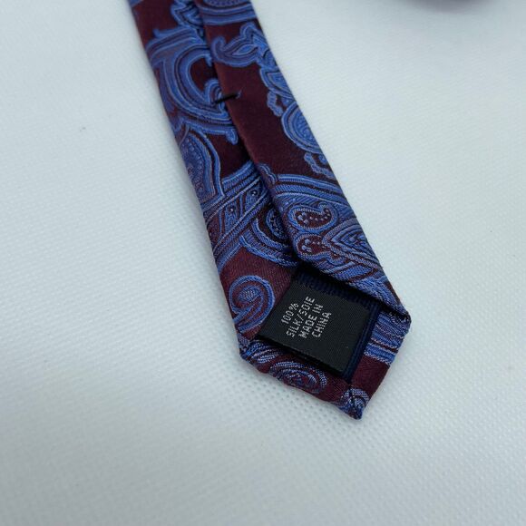 Michael Kors Paisley Print Silk Tie Blue and Maroon Men’s Tie 59”‎ - Picture 4 of 6